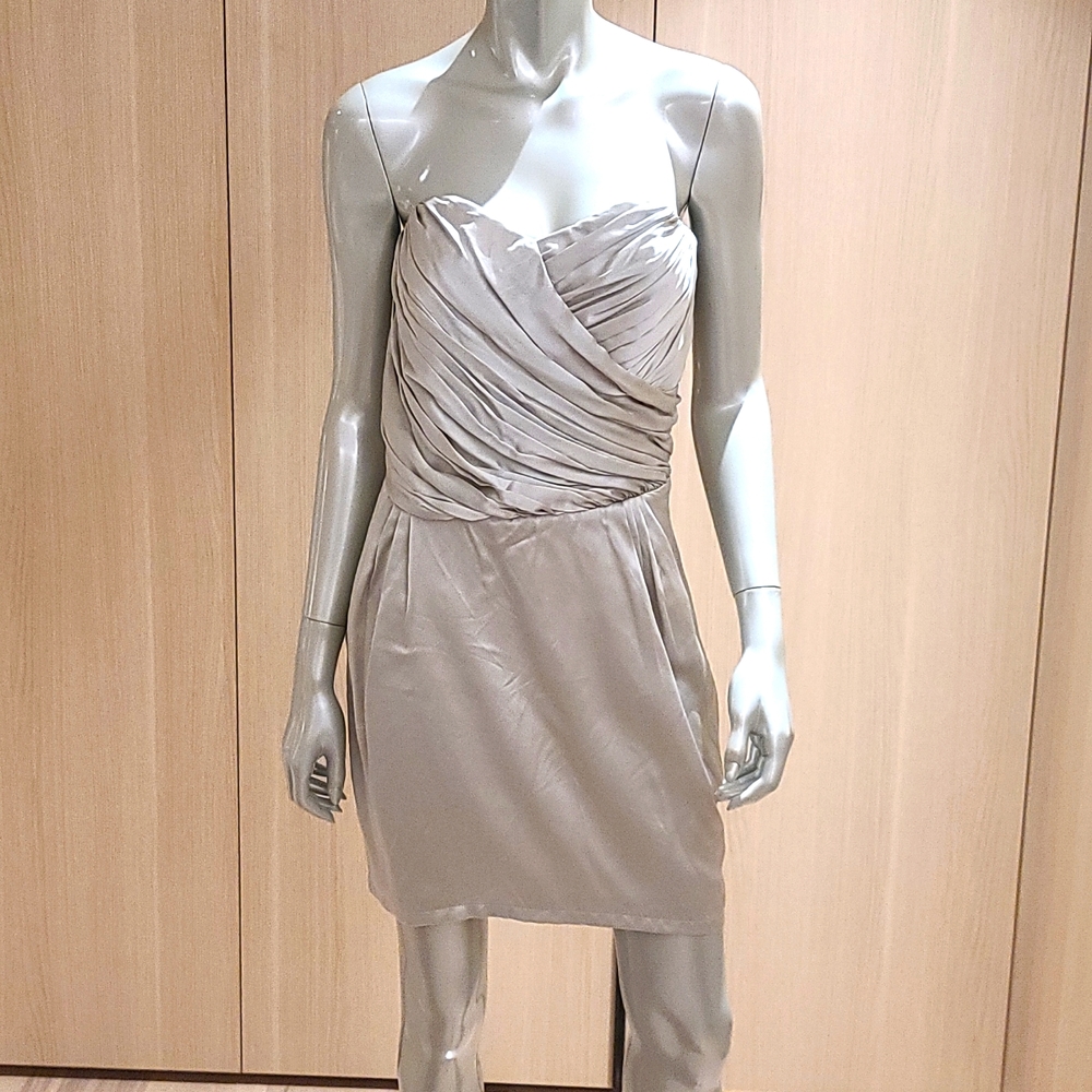 Mara Hoffman silver strapless silk dress NWT